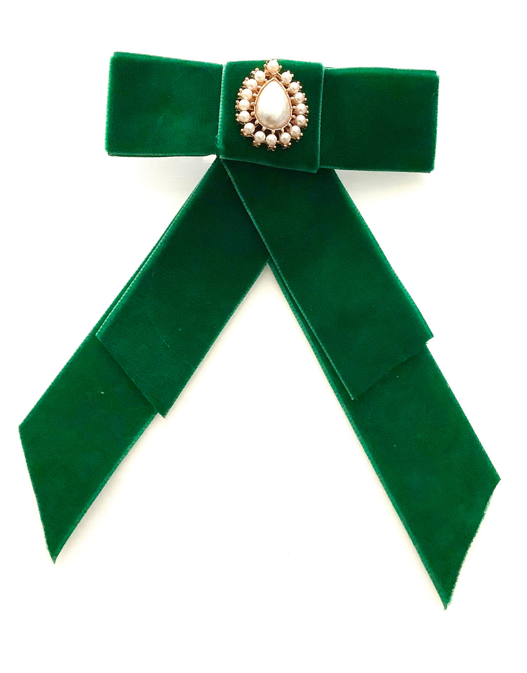 Green Velvet Bow Brooch