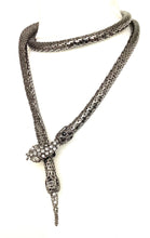 Load image into Gallery viewer, Vintage Gunmetal Long Snake Necklace
