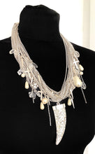 Load image into Gallery viewer, Silver Tusk and Chain Statement Necklace
