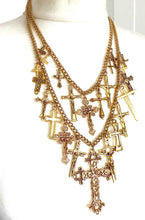 Load image into Gallery viewer, Gold Layered Cross Statement Necklace
