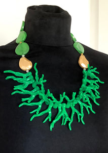 Green Coral Branch Style Necklace