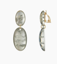 Load image into Gallery viewer, Clip On Grey Resin Drop Earrings
