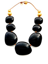 Load image into Gallery viewer, Black and Gold Chunky Bead Necklace
