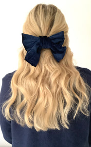 Navy Blue Velvet Hair Bow