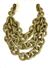 Load image into Gallery viewer, Khaki Green Layered Rubber Chain Necklace
