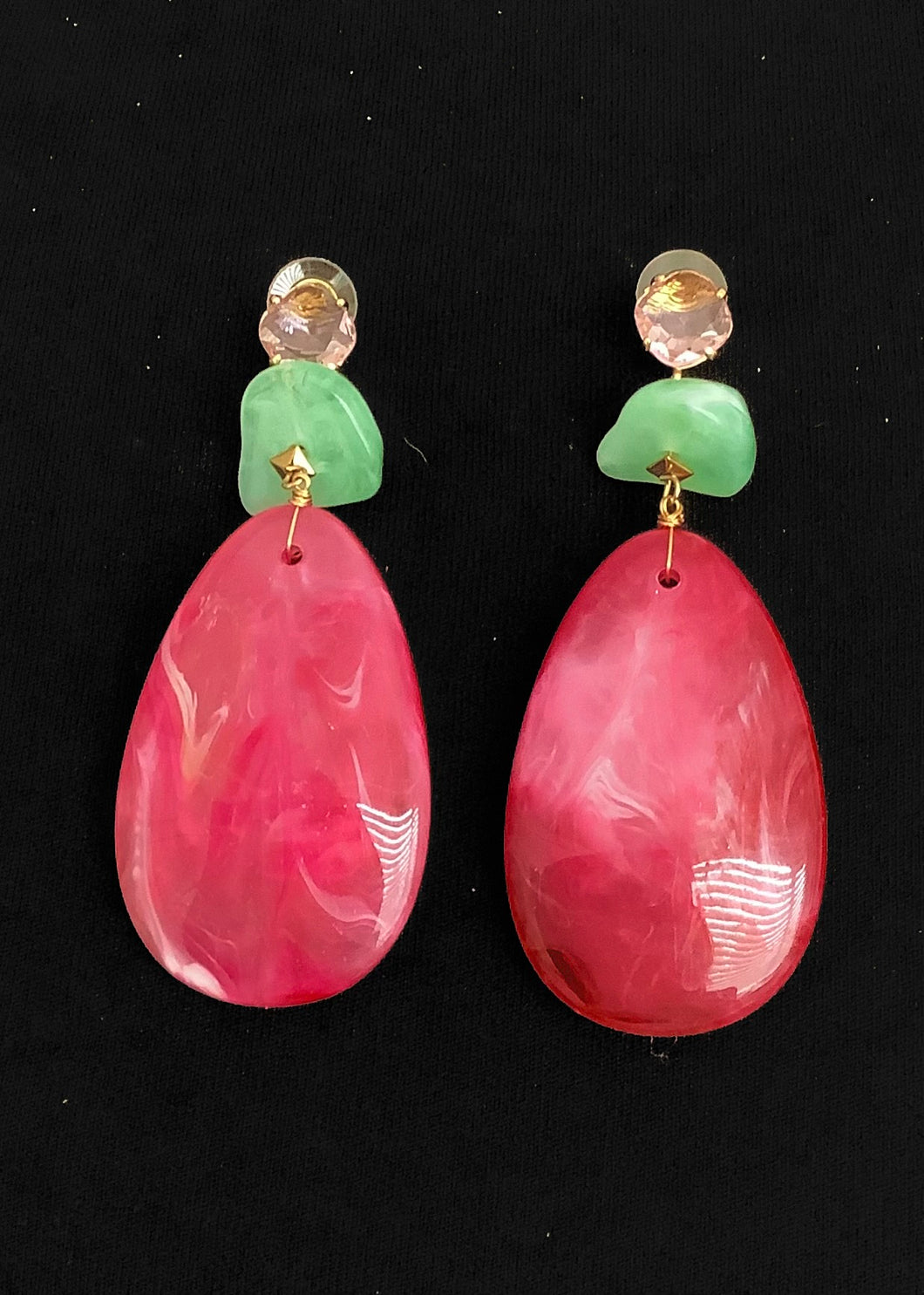 Pink Acrylic Teardrop Earrings