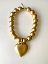 Load image into Gallery viewer, Chunky Gold Bead and Heart Statement Necklace
