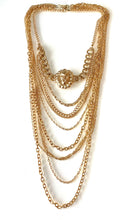 Load image into Gallery viewer, Gold Lions Head Long Chain Necklace
