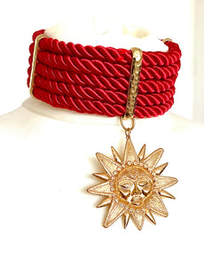 Gold Sun Choker Necklace