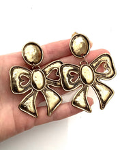 Load image into Gallery viewer, Clip On Gold Vintage Bow Earrings
