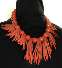 Load image into Gallery viewer, Rust Suede Fringe Necklace
