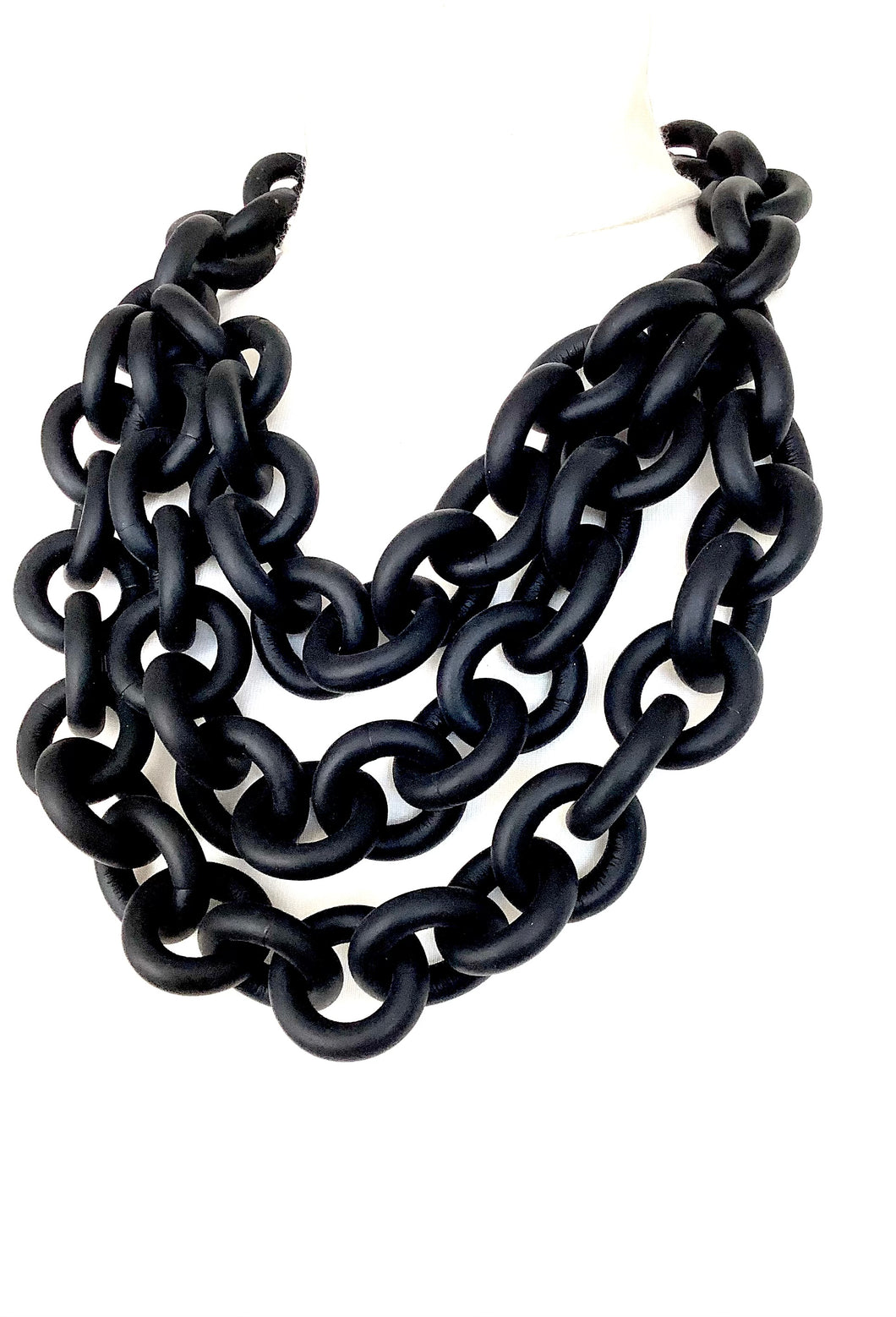 Black Layered Rubber Chain Necklace