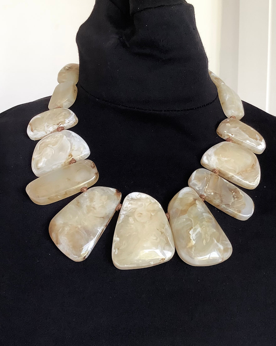 Beige Marbled Stone Necklace