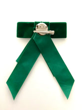 Load image into Gallery viewer, Green Velvet Bow Brooch

