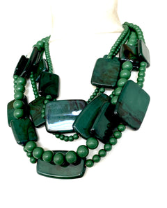 Green Layered Acrylic Bead Necklace