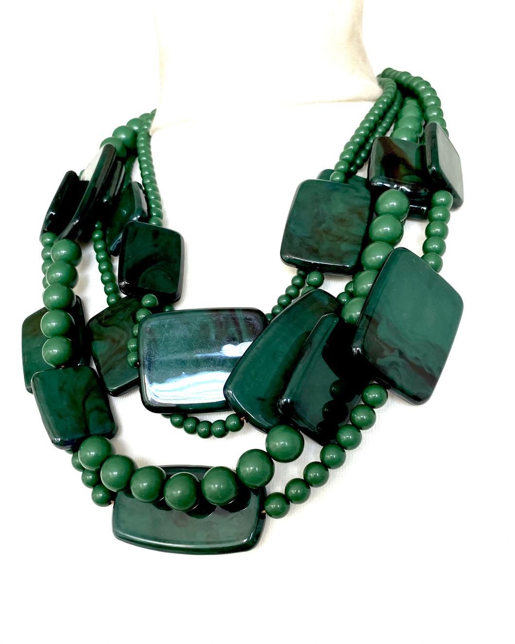 Green Layered Acrylic Bead Necklace