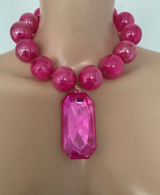Load image into Gallery viewer, Pink Resin Bead and Gem Necklace
