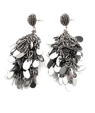Load image into Gallery viewer, Silver Sequin and Bead Earrings
