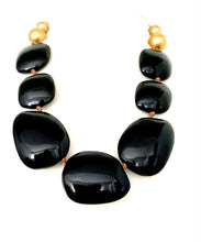 Load image into Gallery viewer, Black and Gold Chunky Bead Necklace
