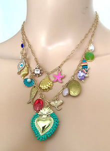 Ibiza Boho Handmade Charm Necklace Aqua