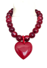 Load image into Gallery viewer, Burgundy Chunky Heart Necklace

