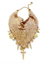 Load image into Gallery viewer, Gold Chainmail Neckerchief Charm Necklace
