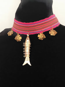 Pink Boho Fish Choker Necklace
