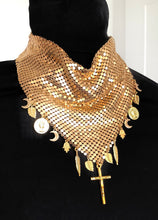 Load image into Gallery viewer, Gold Chainmail Neckerchief Charm Necklace
