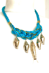 Turquoise Sea Charm Rope Necklace