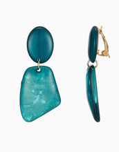 Load image into Gallery viewer, Clip On Teal Acrylic Earrings
