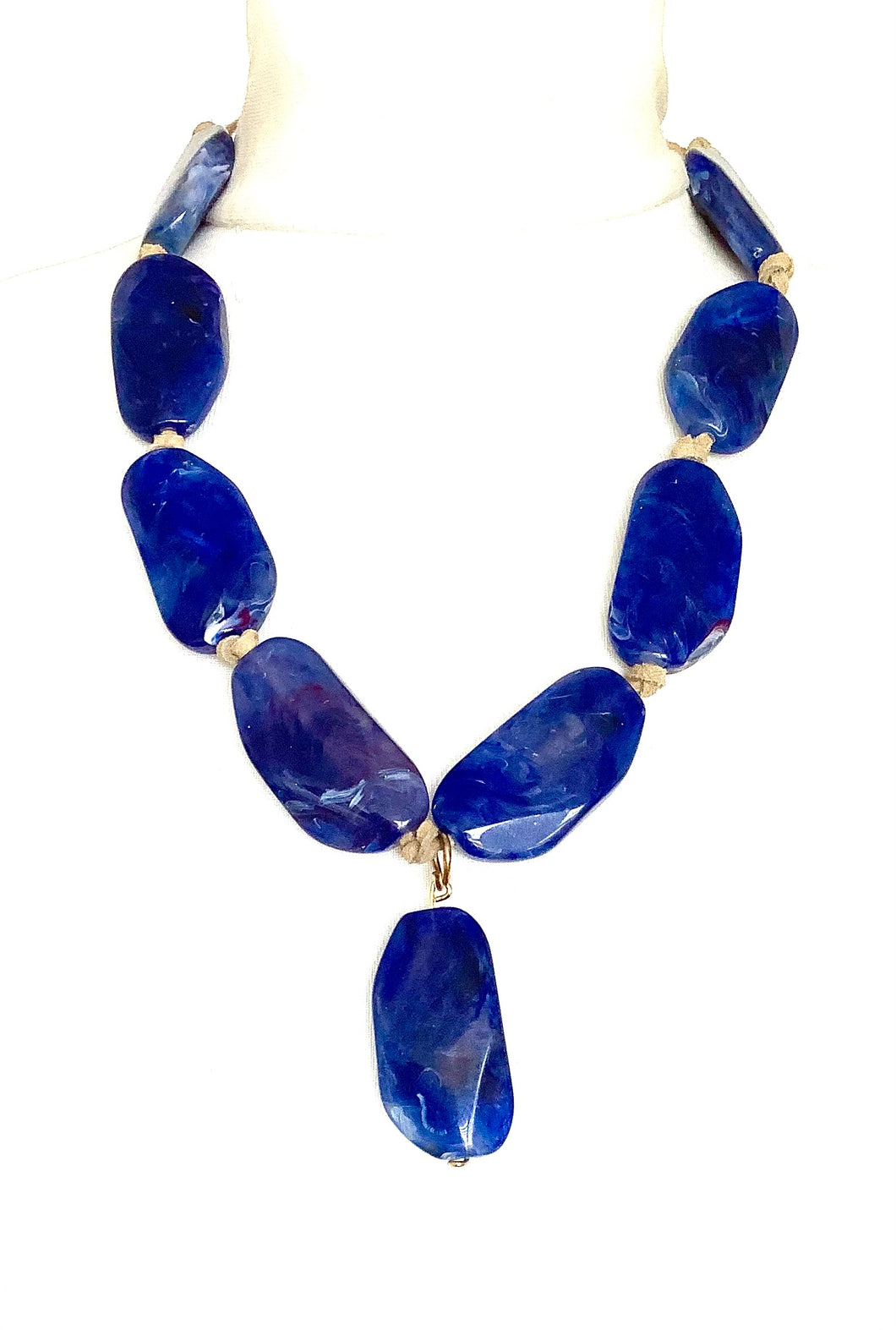 Navy Blue Bead Necklace