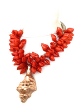 Load image into Gallery viewer, Burnt Orange and Gold Shell Necklace
