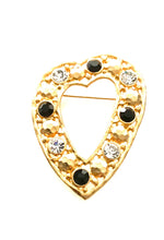 Load image into Gallery viewer, Gold Jewelled Heart Vintage Brooch
