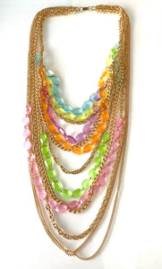 Pastel Bead and Chain Necklace