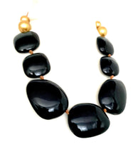 Load image into Gallery viewer, Black and Gold Chunky Bead Necklace
