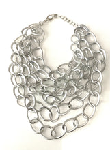 Load image into Gallery viewer, Chunky Silver Layered Chain Statement Necklace
