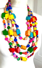 Load image into Gallery viewer, Multi-Coloured Wooden Layered Necklace
