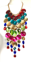 Load image into Gallery viewer, Rainbow Jewelled Gem Festival Statement Necklace
