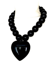 Load image into Gallery viewer, Chunky Black Acrylic Heart Necklace
