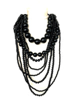Load image into Gallery viewer, Black Layered Bead Statement Necklace
