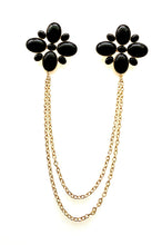 Load image into Gallery viewer, Black Double Floral Vintage Chain Brooch
