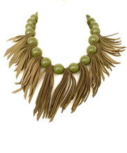 Load image into Gallery viewer, Khaki Green Suede Tassel Necklace
