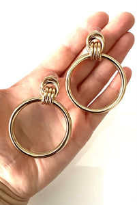 Gold Door Knocker Hoop Earrings