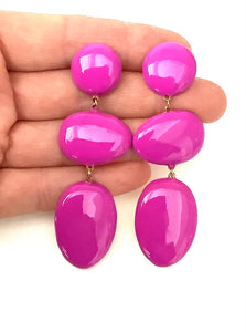 Pink Enamel Three Tier Earrings
