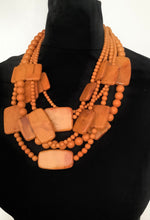 Load image into Gallery viewer, Mustard Layered Acrylic Bead Necklace
