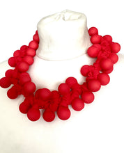 Load image into Gallery viewer, Red Fabric Bead Statement Necklace
