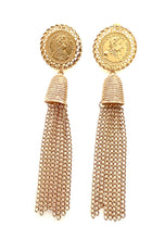 Load image into Gallery viewer, Gold Coin Tassel Earrings
