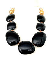 Load image into Gallery viewer, Black and Gold Chunky Bead Necklace
