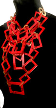 Load image into Gallery viewer, Red Layered Acrylic Abstract Necklace
