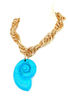 Load image into Gallery viewer, Turquoise Conch Shell Chunky Chain Necklace
